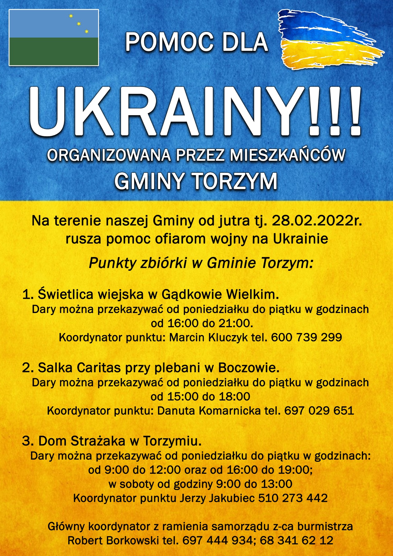 POMOC DLA UKRAINY ORGANIZOWANA PRZEZ MIESZKAŃCÓW GMINY TORZYM - Obrazek 1