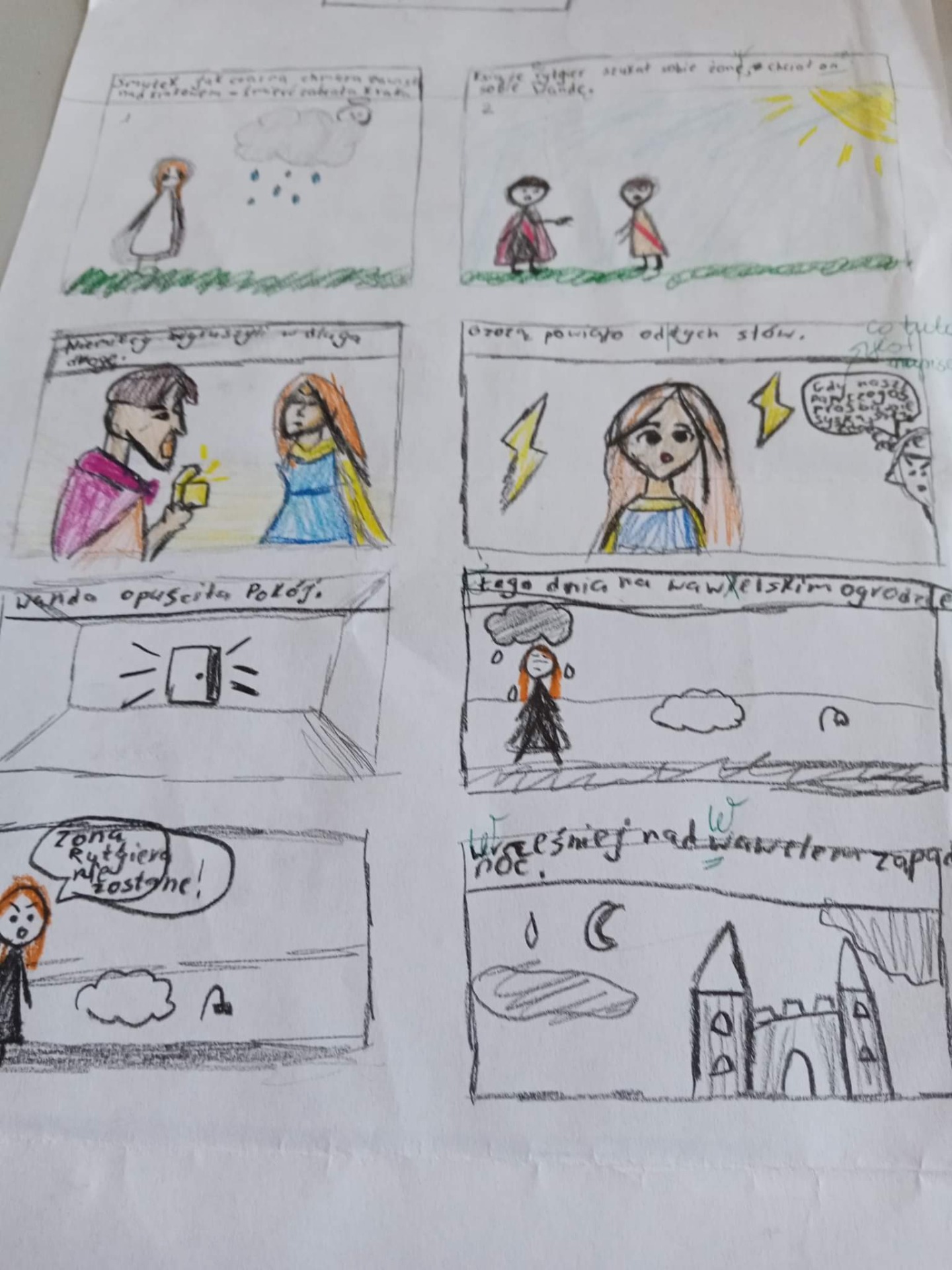 Uczniowie klasy 5 tworzyli na lekcjach języka polskiego komiksy o Wandzie, co nie chciała Niemca 👏❤️👏 - Obrazek 6