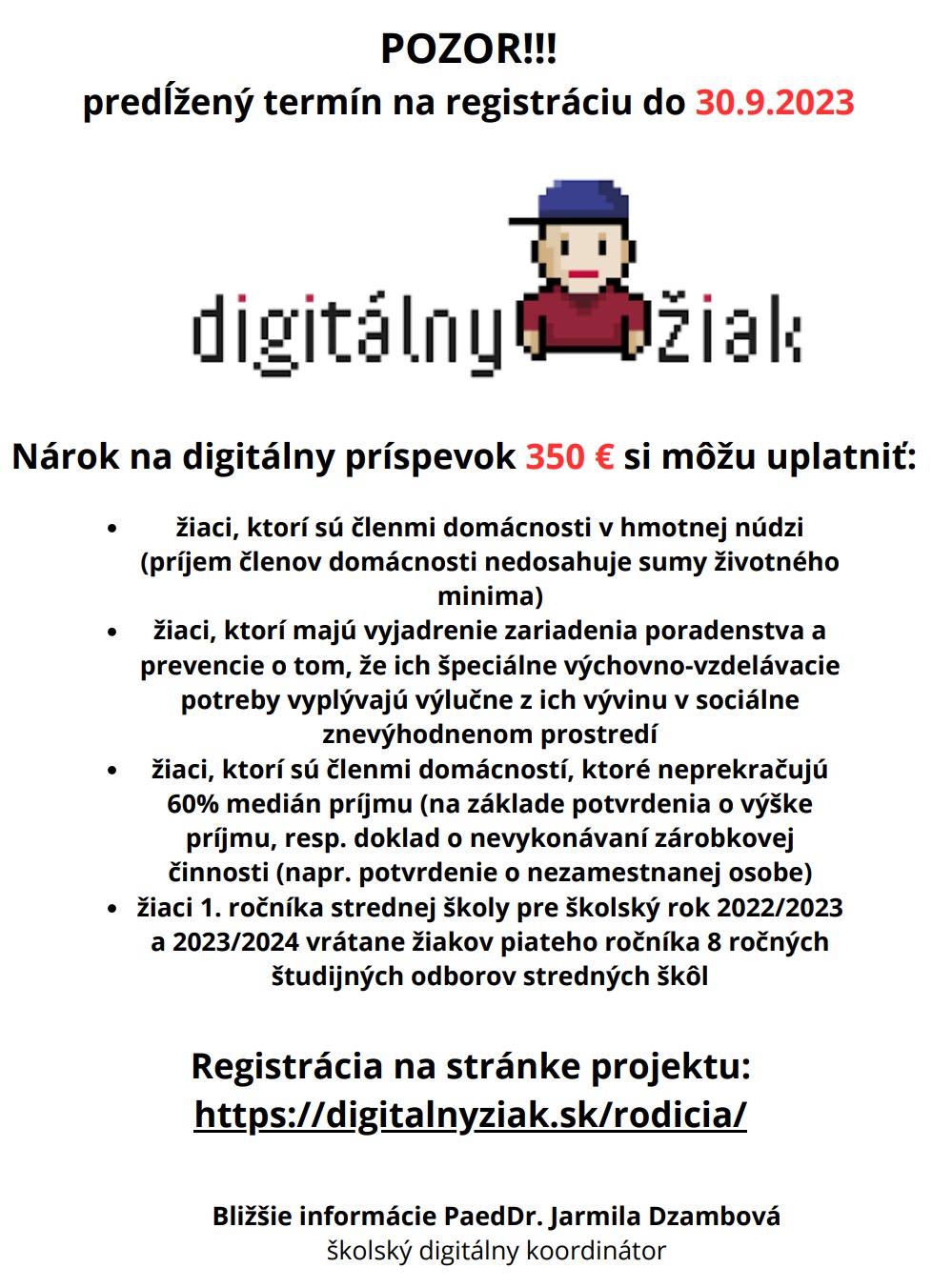 Digitálny žiak - predlžený termín na registráciu - Obrázok 1