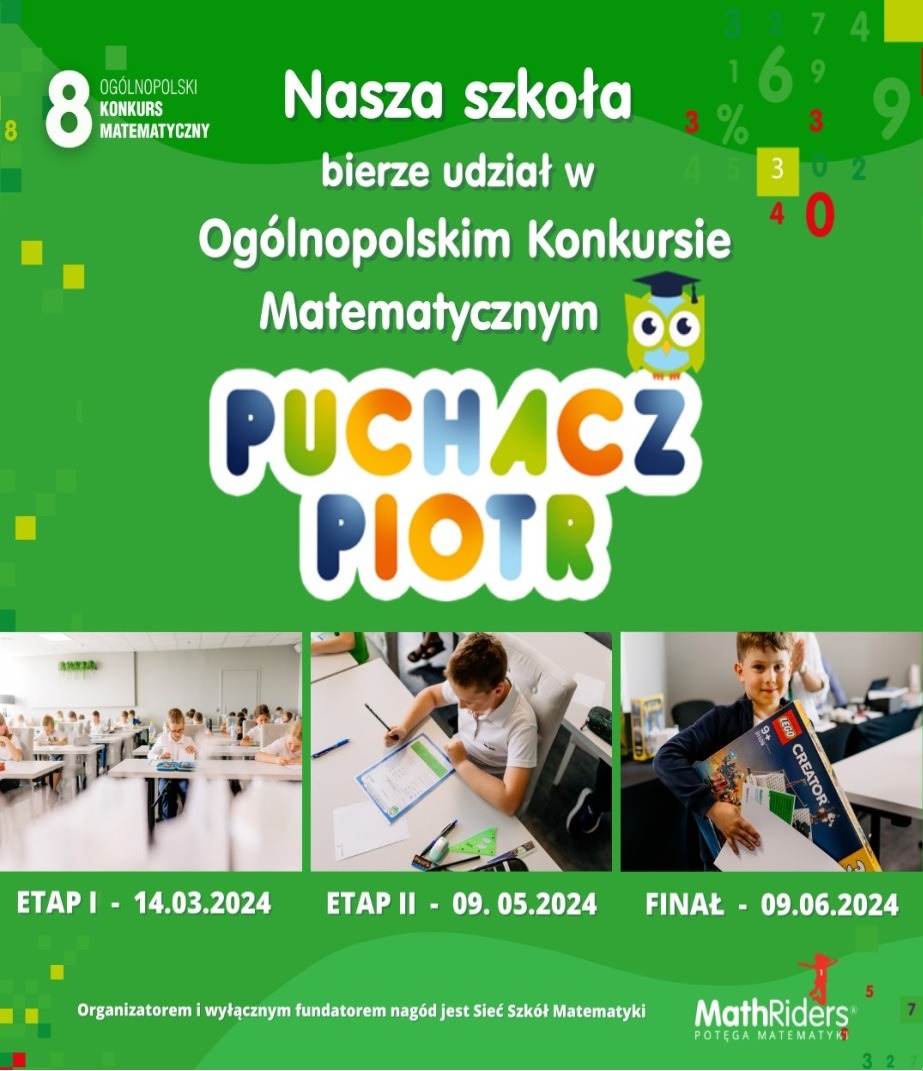 Puchacz Piotr - konkurs matematyczny dla uczniów klas I -III - Obrazek 1