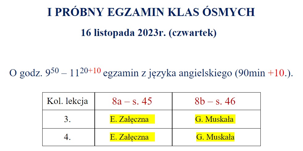 Próbny egzamin ósmoklasistów - 16.11.2023r.  - Obrazek 1