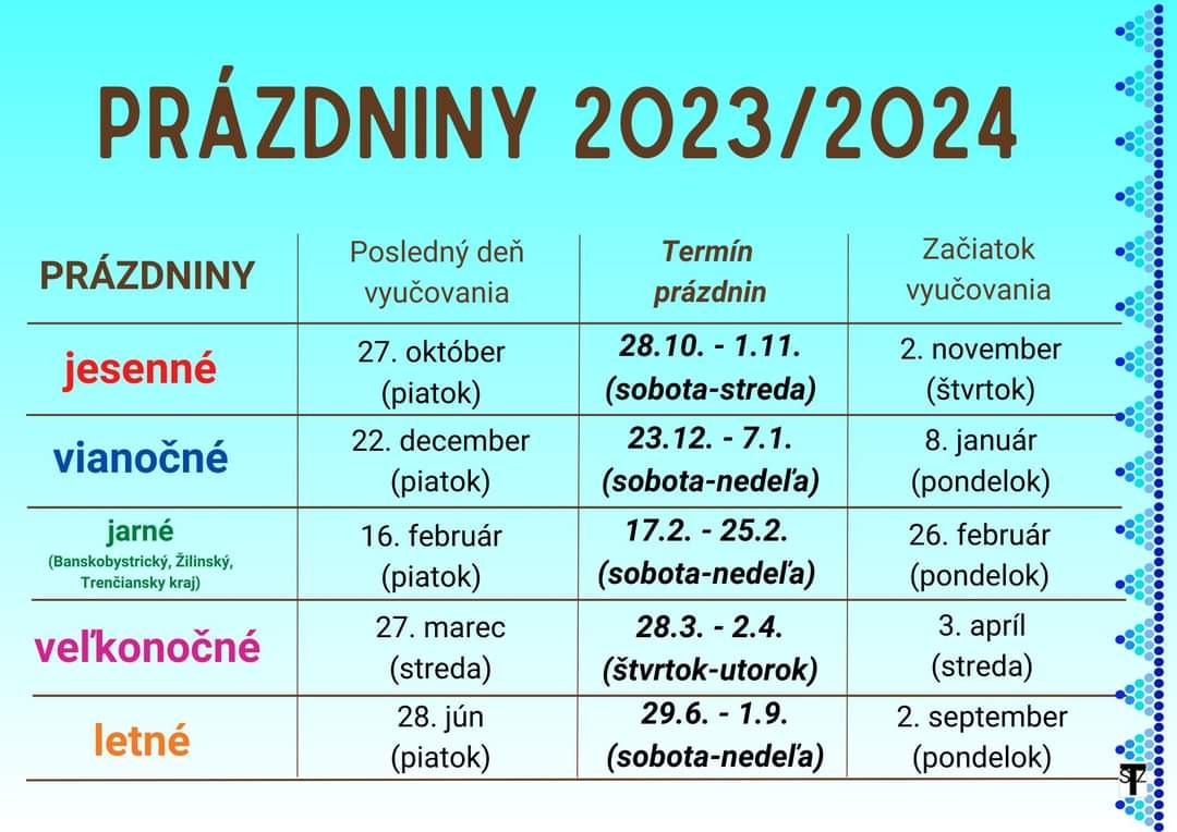 ORGANIZÁCIA ŠKOLSKÉHO ROKA 2023/2024 - Obrázok 1