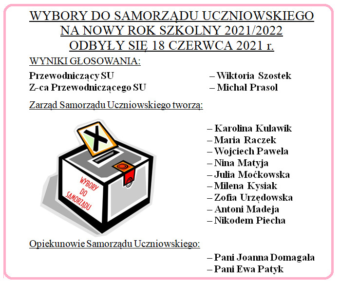 18 czerwca 2021! Wybory Samorządu Uczniowskiego - Obrazek 1