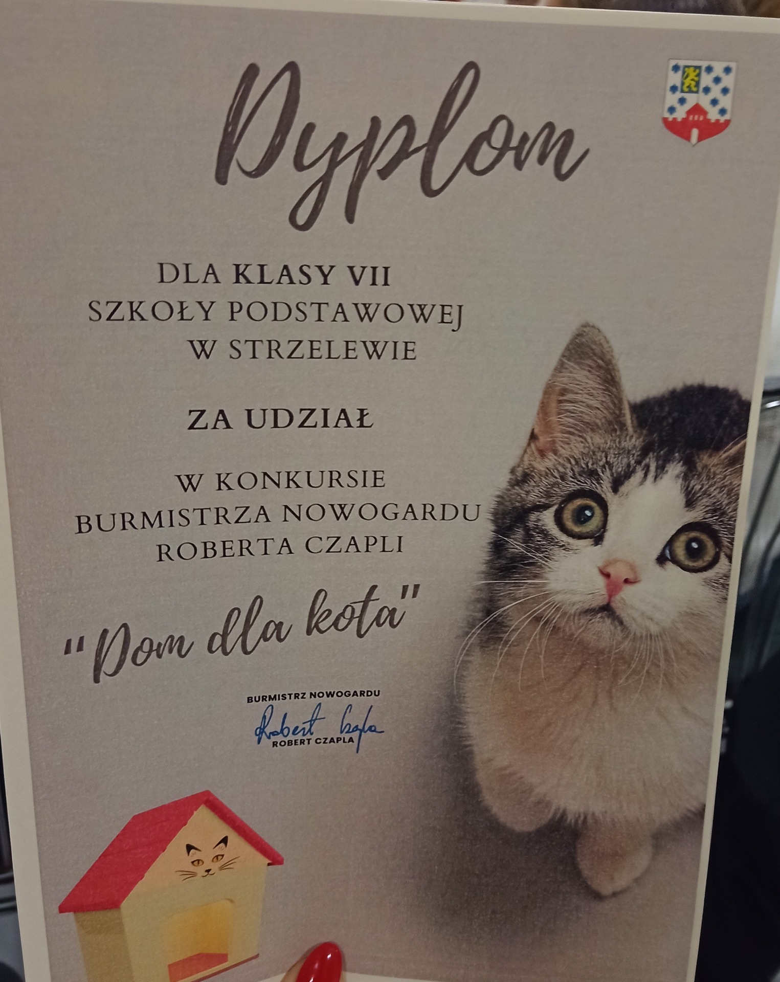 Konkurs organizowany przez Burmistrza Nowogardu Roberta Czaplę "Domek dla kota." - Obrazek 1
